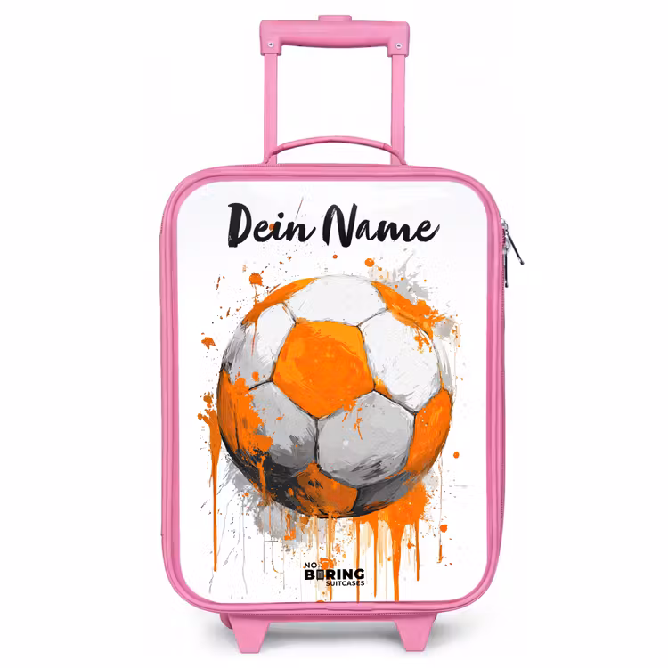 Kinderkoffer Rosa mit Name - Fußball-Vibes - Farbe - Orange — 1