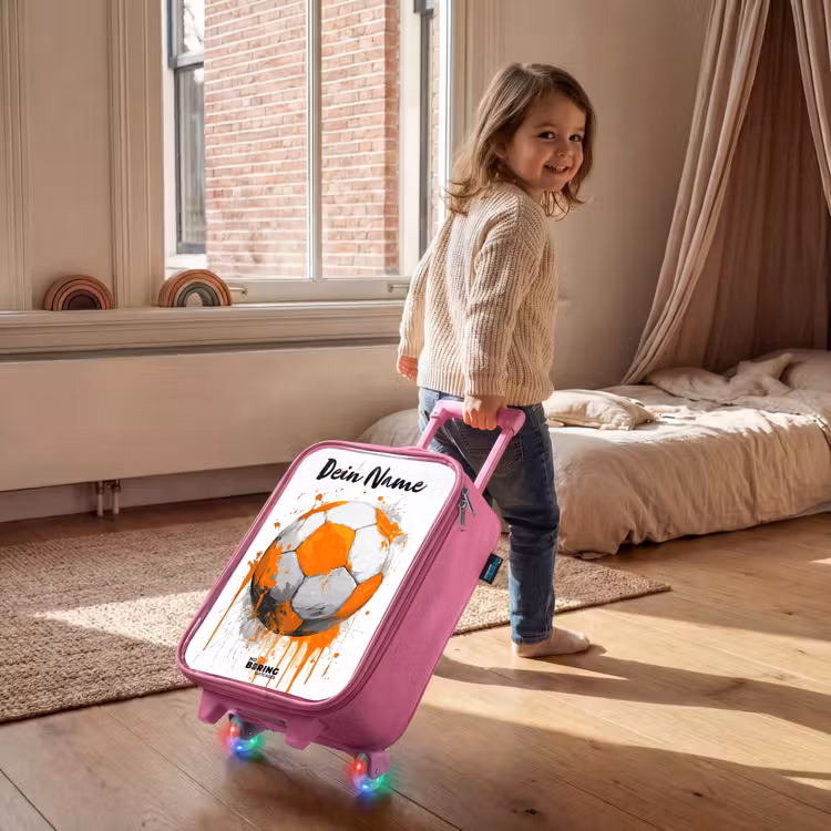Kinderkoffer Rosa mit Name - Fußball-Vibes - Farbe - Orange — 2