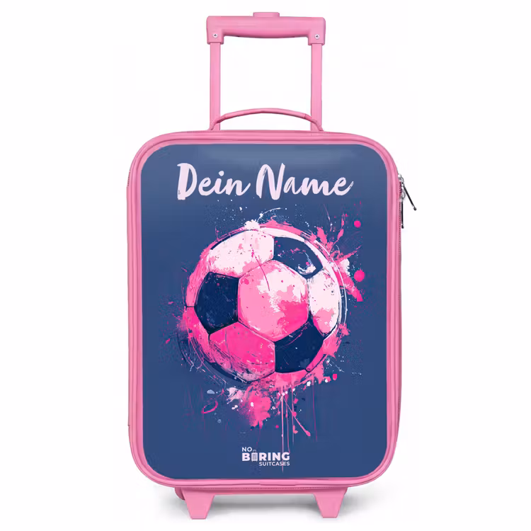 Kinderkoffer Rosa mit Name - Fußball Vibes - Farbe - Rosa - Blau — 1