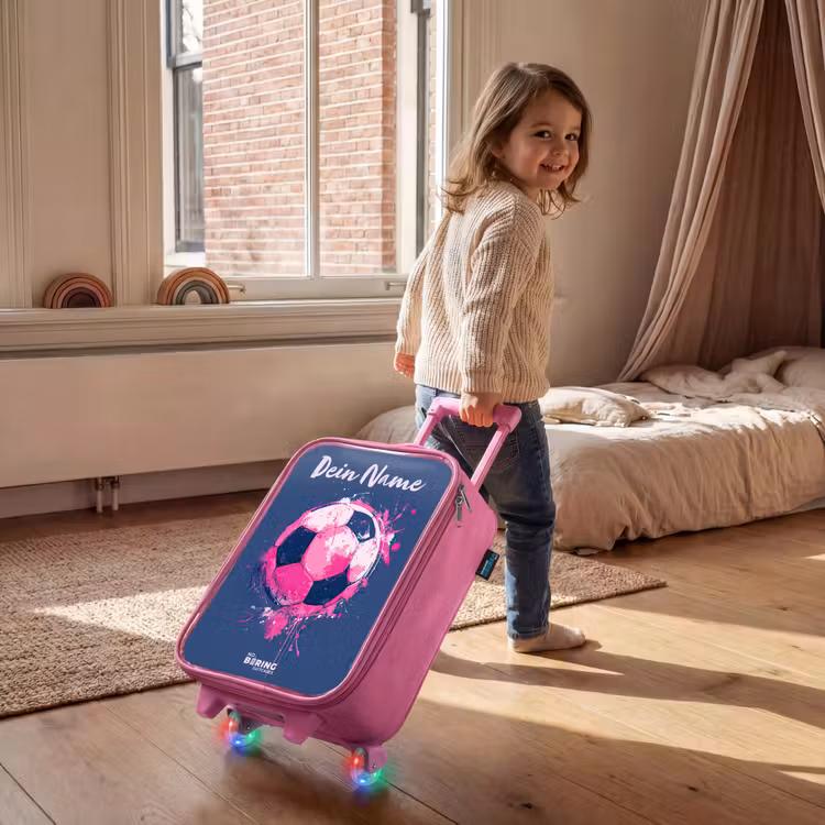 Kinderkoffer Rosa mit Name - Fußball Vibes - Farbe - Rosa - Blau — 2
