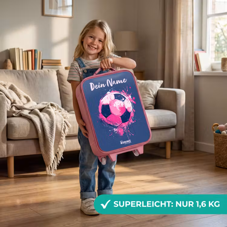 Kinderkoffer Rosa mit Name - Fußball Vibes - Farbe - Rosa - Blau — 3