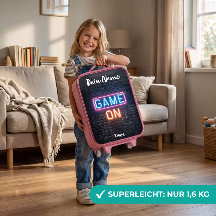 Kinderkoffer Rosa mit Name - Spiel - Neon - Wand — 3