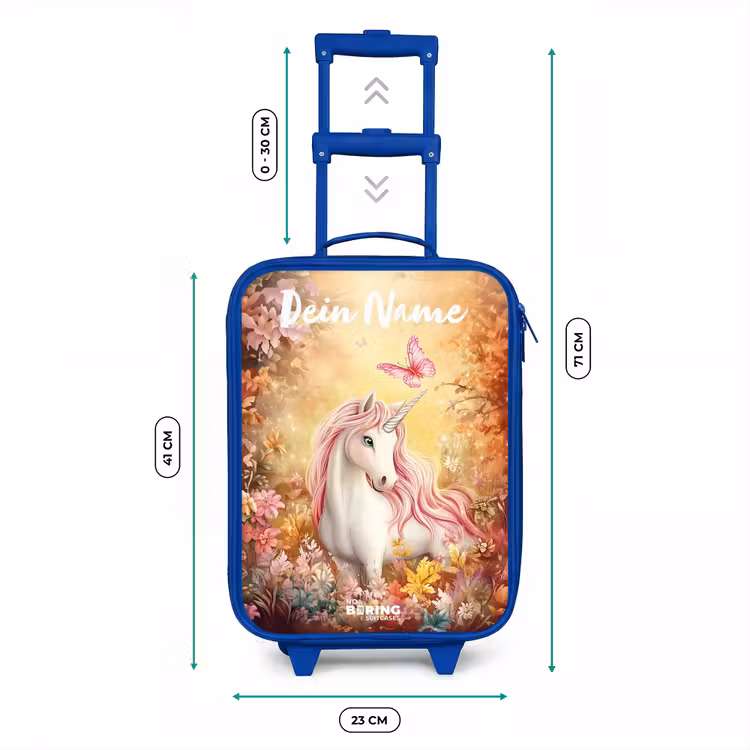 Kinderkoffer Blau mit Name - Einhorn - Schmetterling - Rosa - Mähne — 7