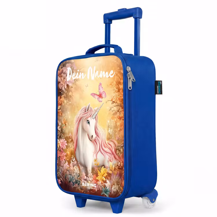 Kinderkoffer Blau mit Name - Einhorn - Schmetterling - Rosa - Mähne — 8
