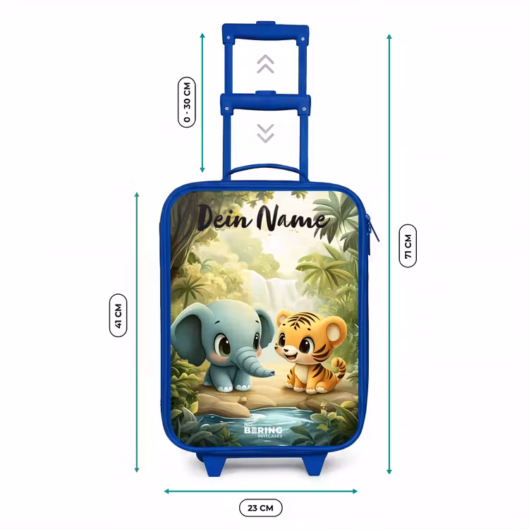 Kinderkoffer Blau mit Name - Elefant - Tiger - Wald - Dschungel — 7