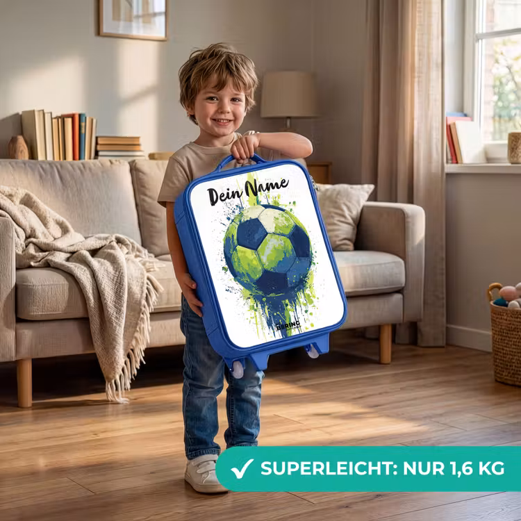 Kinderkoffer Blau mit Name - Football vibes - Farbe - Grün - Blau — 3