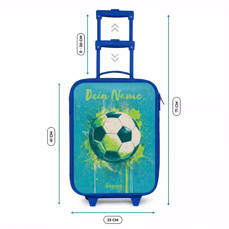 Kinderkoffer Blau mit Name - Fußball-Vibes - Farbkleckse - Grün - Blau — 7