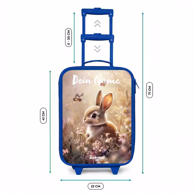 Kinderkoffer Blau mit Name - Hase - Braun - Blumen - Schmetterlinge — 7