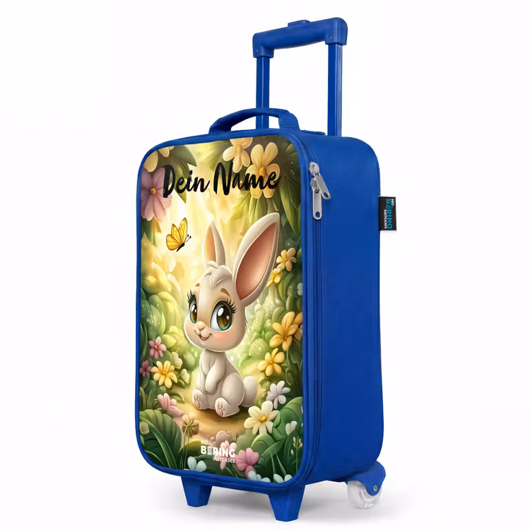 Kinderkoffer Blau mit Name - Kaninchen - Sonnenlicht - Märchen - Schmetterling — 8
