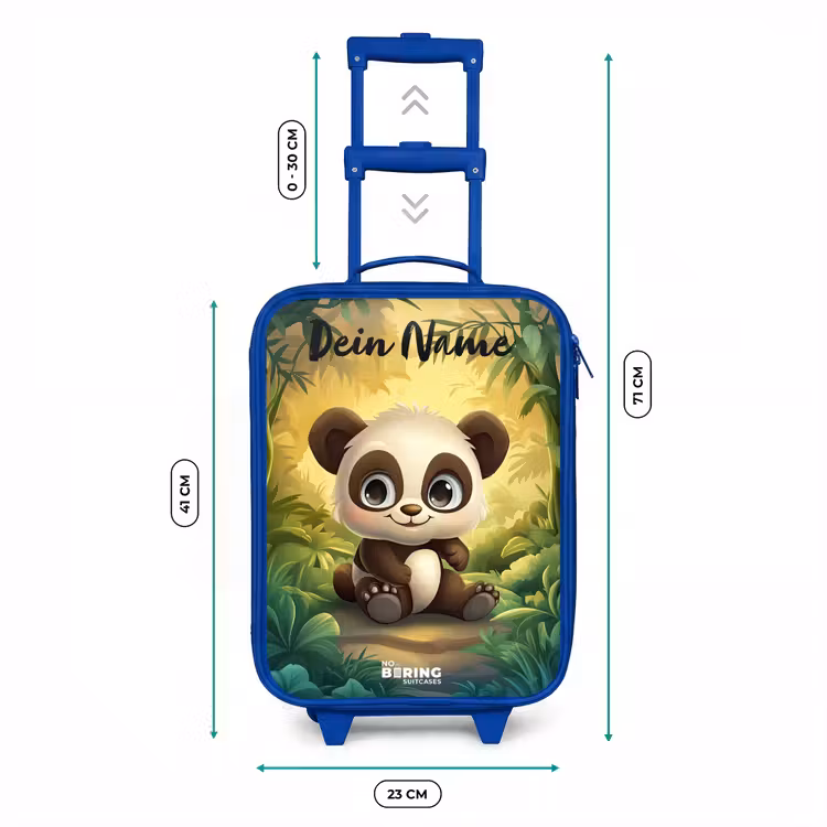 Kinderkoffer Blau mit Name - Panda - Bambuswald - Grün — 7