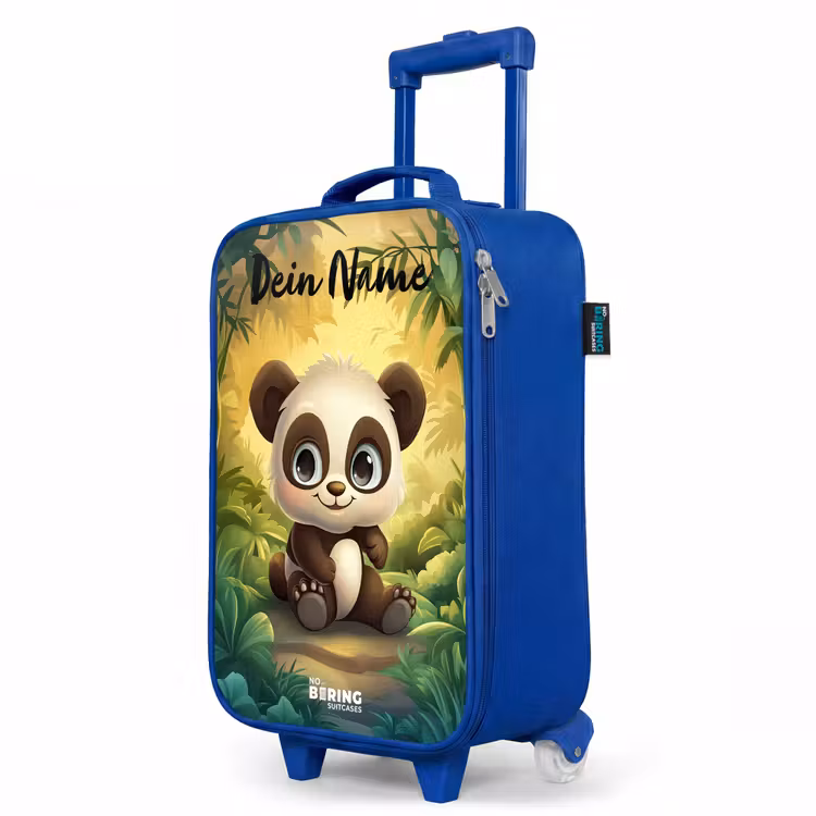 Kinderkoffer Blau mit Name - Panda - Bambuswald - Grün — 8