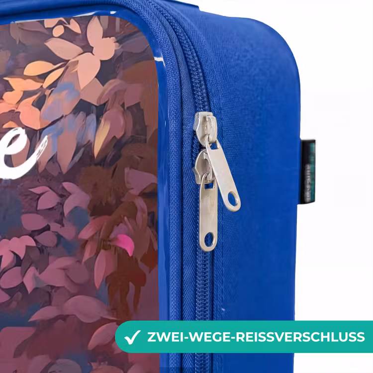 Kinderkoffer Blau mit Name - Pferd - Blumen - Lila - Schmetterling — 5