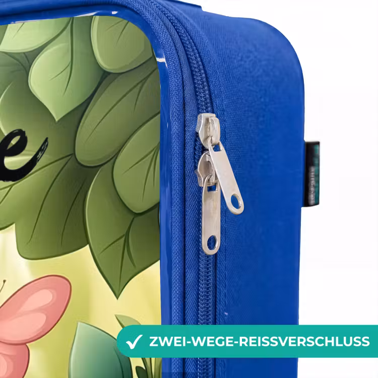 Kinderkoffer Blau mit Name - Pferd - Blumen - Schmetterlinge — 5