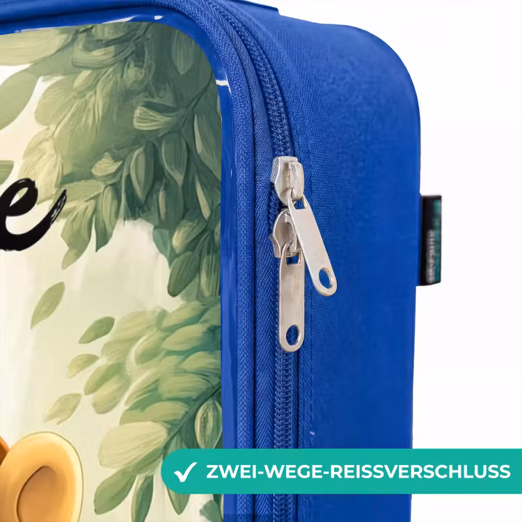 Kinderkoffer Blau mit Name - Zebra - Affe - Wasserfall - Felsen — 5