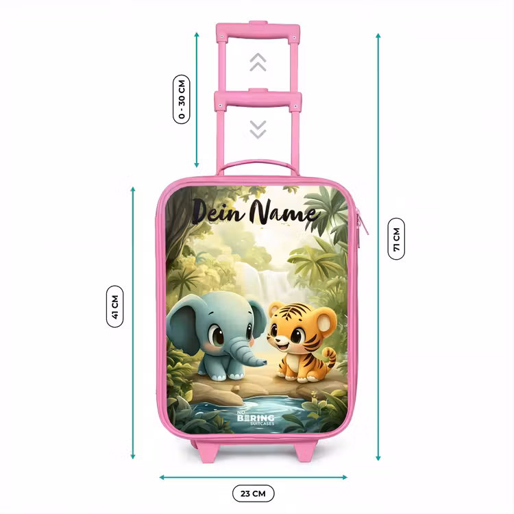 Kinderkoffer Rosa mit Name - Elefant - Tiger - Wald - Dschungel — 7