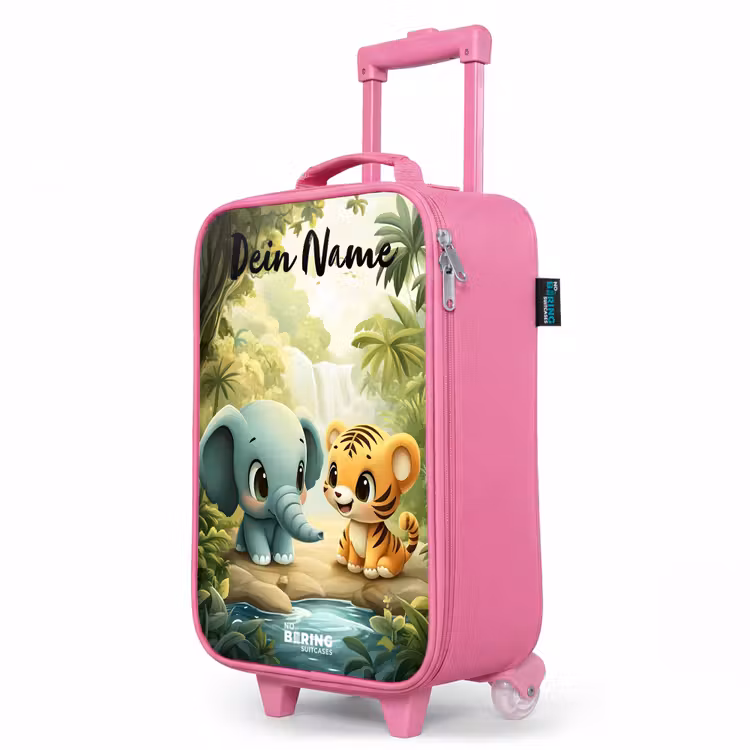 Kinderkoffer Rosa mit Name - Elefant - Tiger - Wald - Dschungel — 8