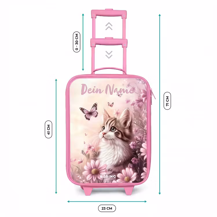 Kinderkoffer Rosa mit Name - Kätzchen - Schmetterlinge - Lila - Blumen — 7