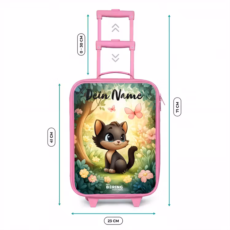 Kinderkoffer Rosa mit Name - Katze - Schmetterling - Blumen — 7