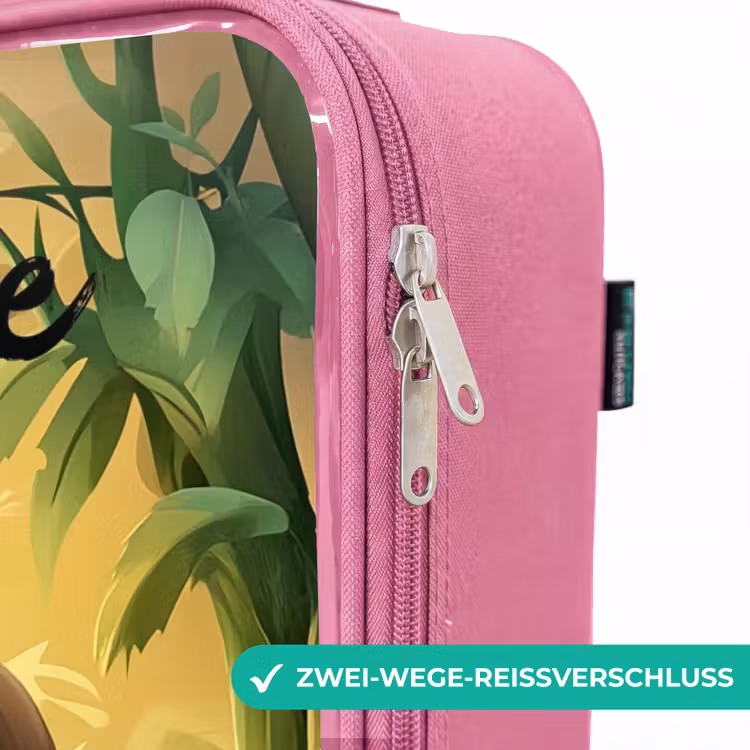 Kinderkoffer Rosa mit Name - Panda - Bambuswald - Grün — 5