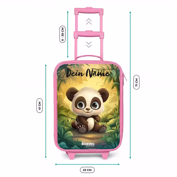 Kinderkoffer Rosa mit Name - Panda - Bambuswald - Grün — 7