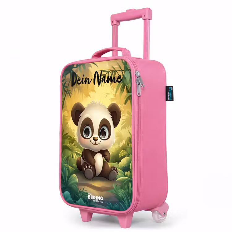 Kinderkoffer Rosa mit Name - Panda - Bambuswald - Grün — 8