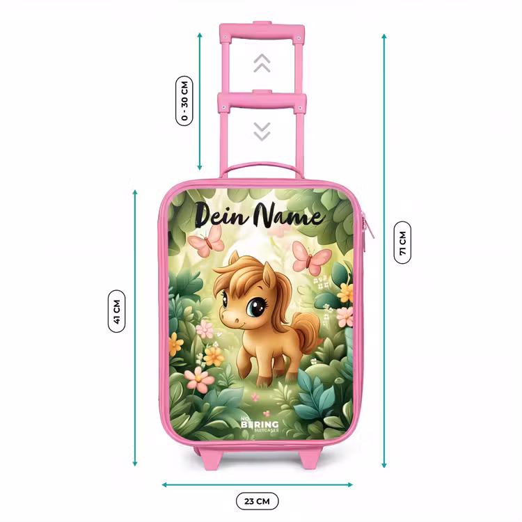 Kinderkoffer Rosa mit Name - Pferd - Blumen - Schmetterlinge — 7