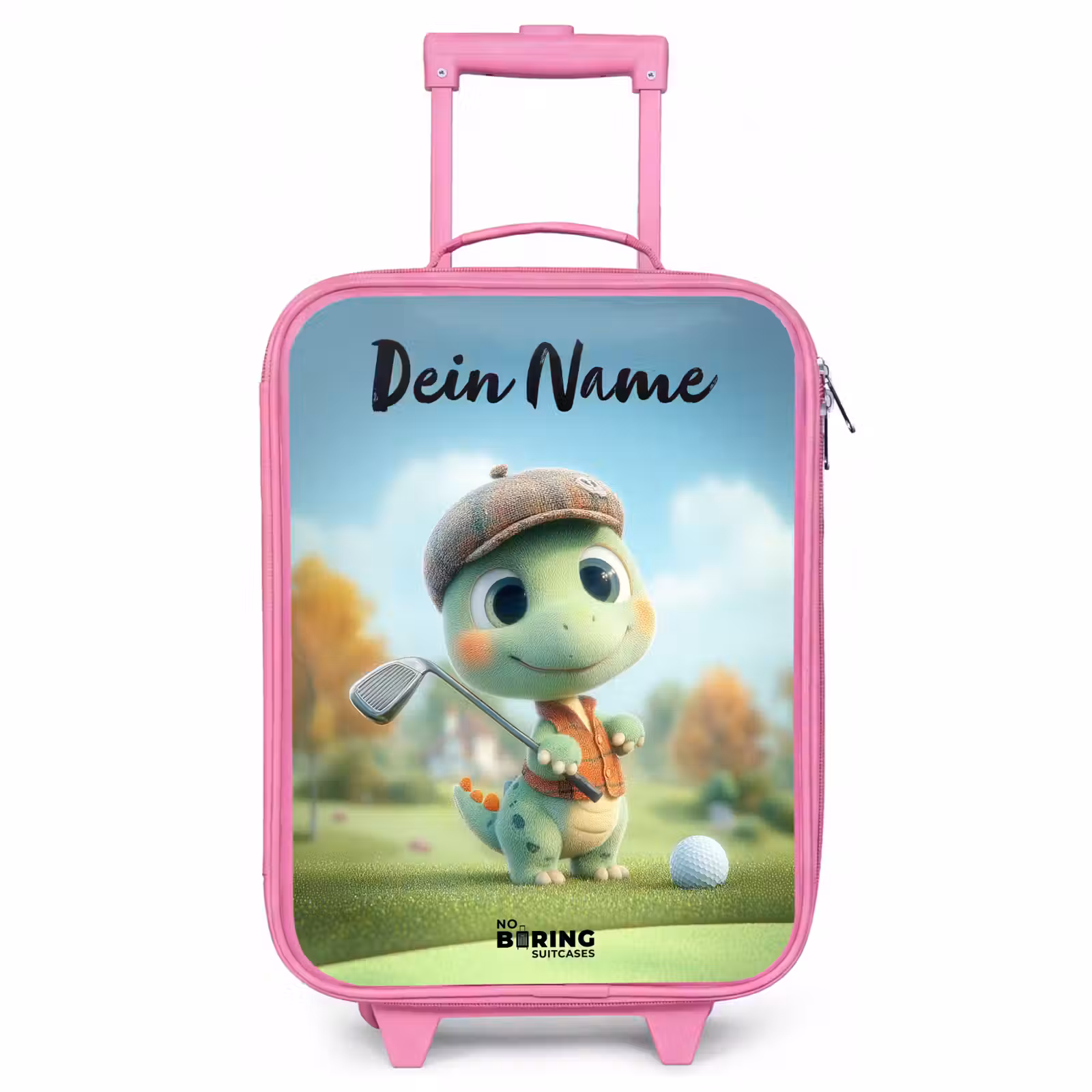 Kinderkoffer Rosa mit Name - Golf - Dino - Grün — 1