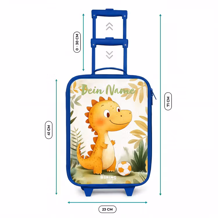 Kinderkoffer Blau mit Name - Dino - Fußball - Orange — 7