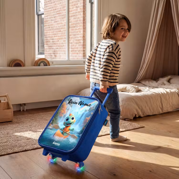 Kinderkoffer Blau mit Name - Dino - Natur - Wasserfall — 2