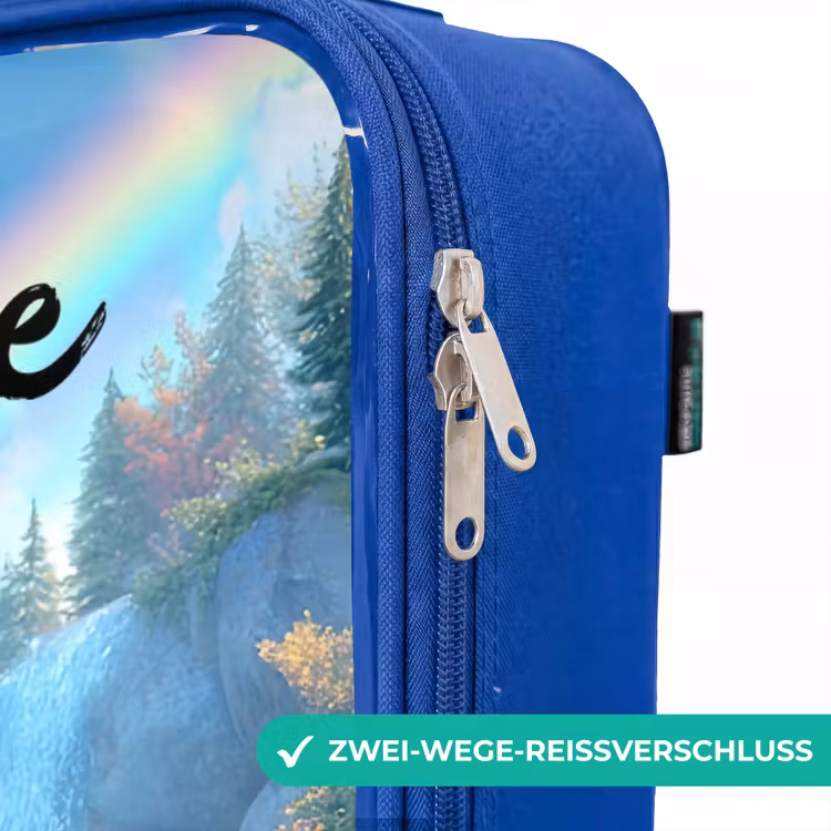 Kinderkoffer Blau mit Name - Dino - Natur - Wasserfall — 5