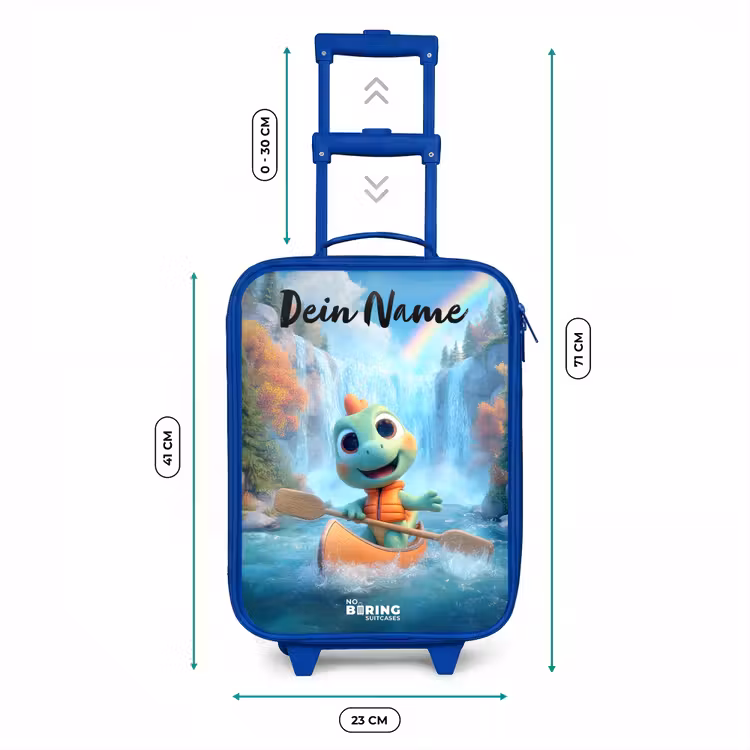 Kinderkoffer Blau mit Name - Dino - Natur - Wasserfall — 7