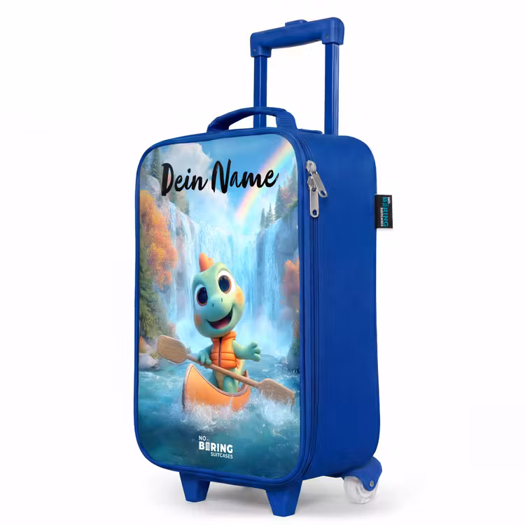 Kinderkoffer Blau mit Name - Dino - Natur - Wasserfall — 8