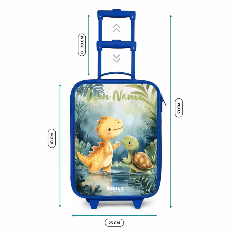 Kinderkoffer Blau mit Name - Dino - Schildkröte - Dschungel — 7