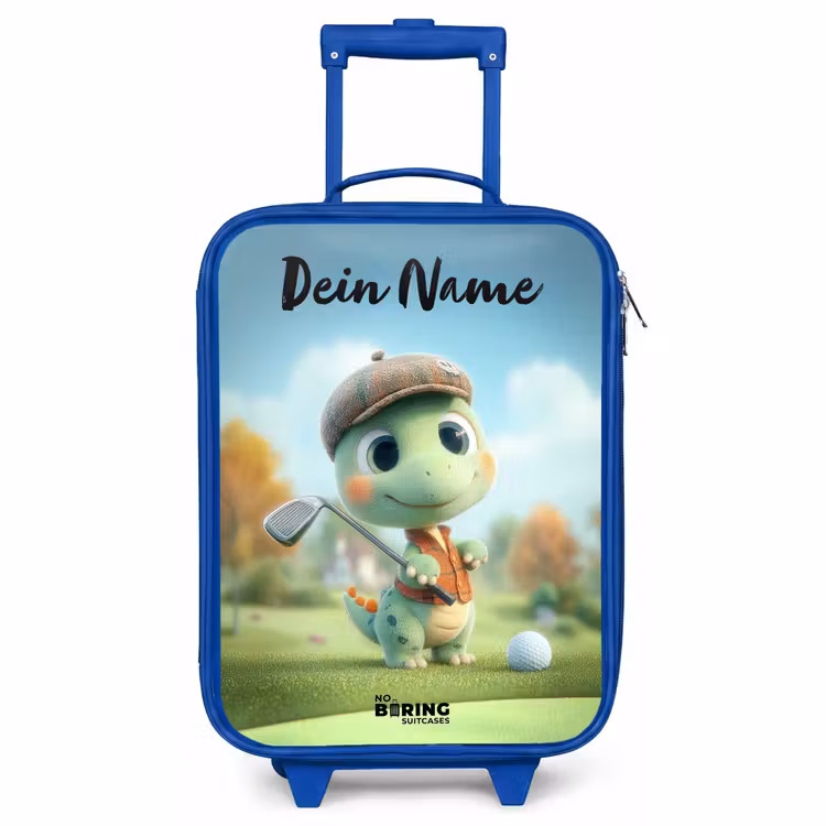 Kinderkoffer Blau mit Name - Golf - Dino - Grün — 1