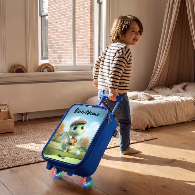 Kinderkoffer Blau mit Name - Golf - Dino - Grün — 2