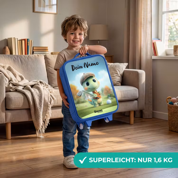 Kinderkoffer Blau mit Name - Golf - Dino - Grün — 3