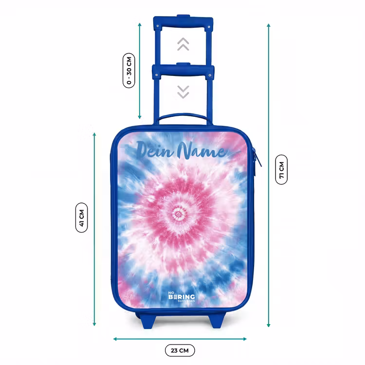 Kinderkoffer Blau mit Name - Krawattenfärbung - Abstrakt - Blau - Rosa — 7
