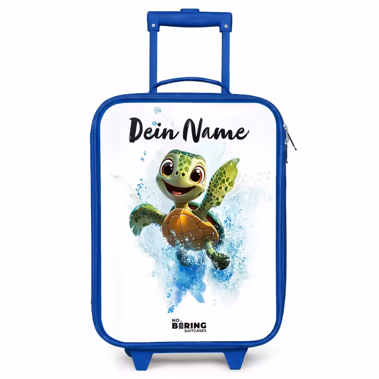 Kinderkoffer Blau mit Name - Schildkröte - Wasser - Grün — 1