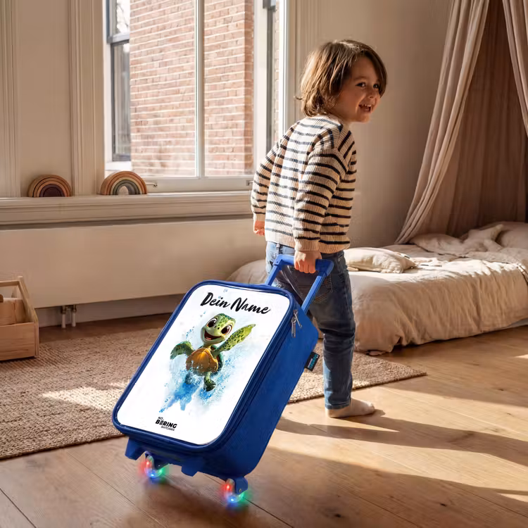 Kinderkoffer Blau mit Name - Schildkröte - Wasser - Grün — 2
