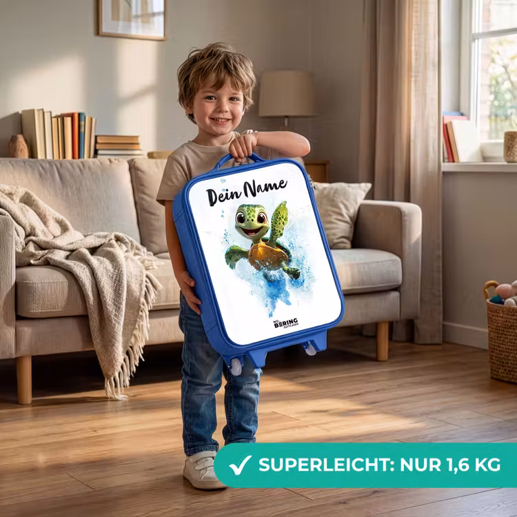 Kinderkoffer Blau mit Name - Schildkröte - Wasser - Grün — 3