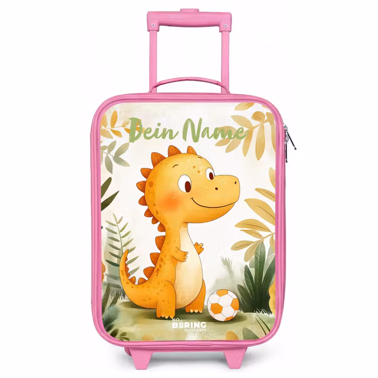 Kinderkoffer Rosa mit Name - Dino - Fußball - Orange — 1