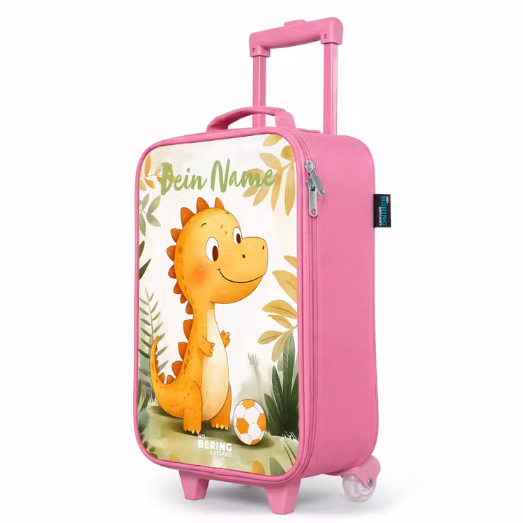 Kinderkoffer Rosa mit Name - Dino - Fußball - Orange — 8