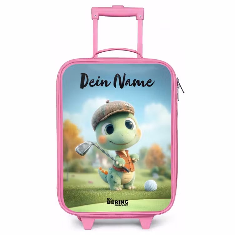 Kinderkoffer Rosa mit Name - Golf - Dino - Grün — 1