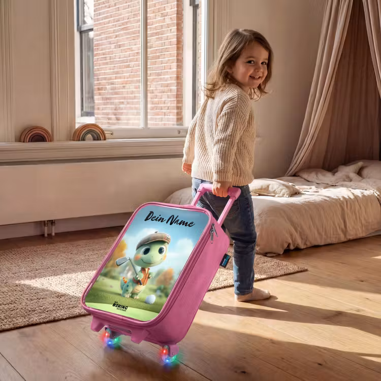 Kinderkoffer Rosa mit Name - Golf - Dino - Grün — 2