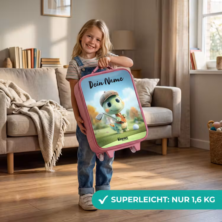 Kinderkoffer Rosa mit Name - Golf - Dino - Grün — 3