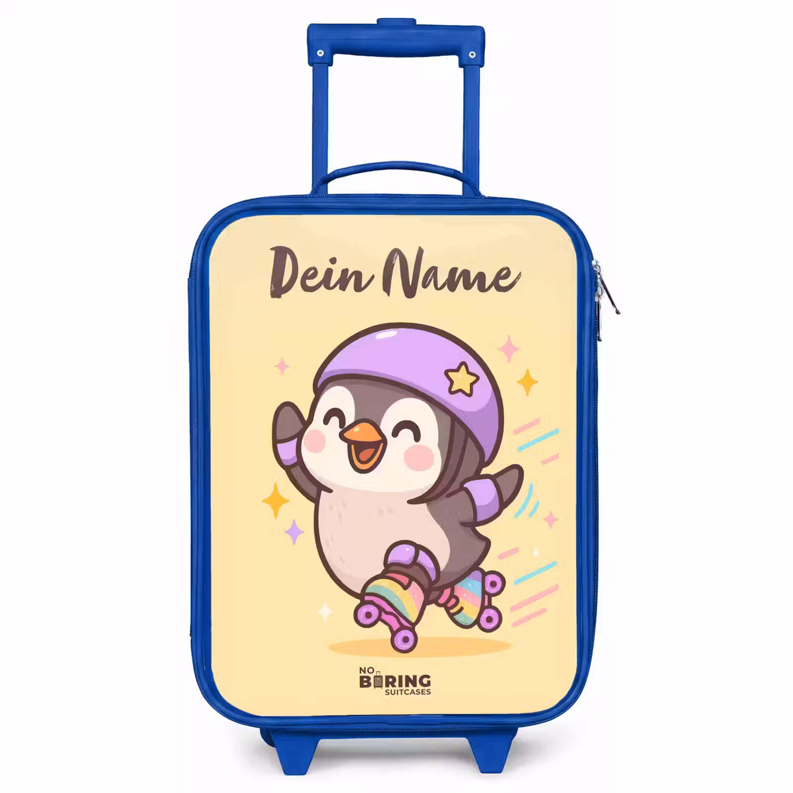 Kinderkoffer Blau mit Name - Kawai - Pinguin - Schlittschuhe — 1