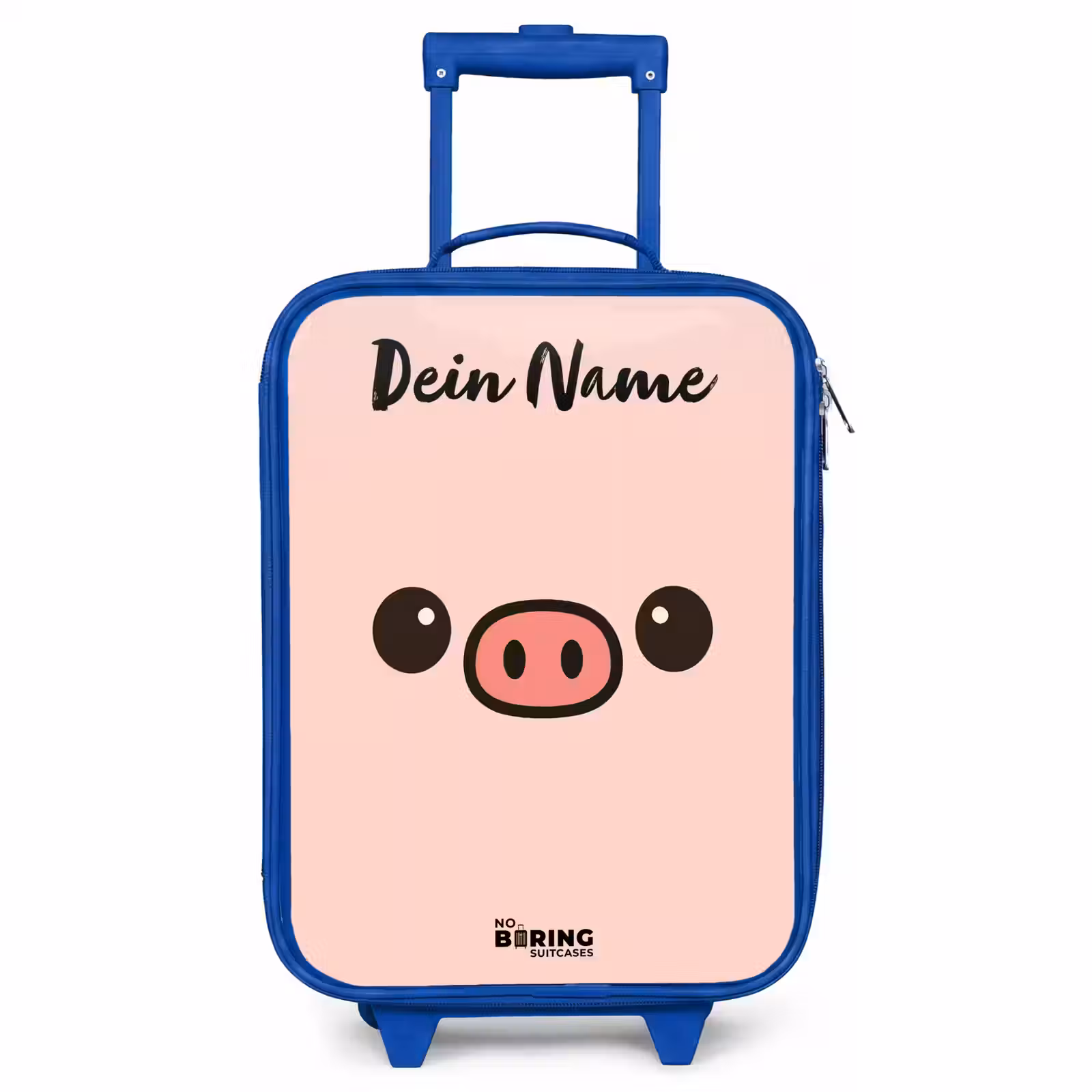 Kinderkoffer Blau mit Name - Kawai - Schwein - Rosa — 1