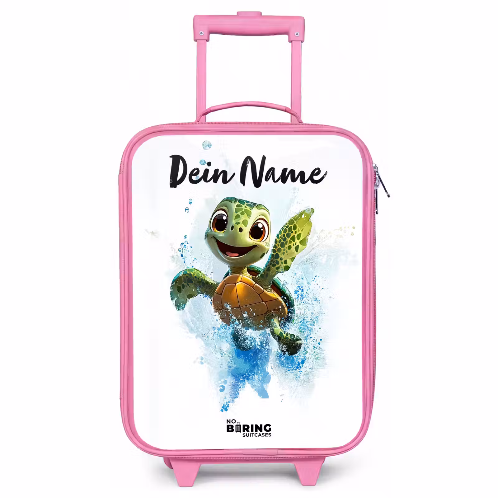 Kinderkoffer Rosa mit Name - Schildkröte - Wasser - Grün — 1