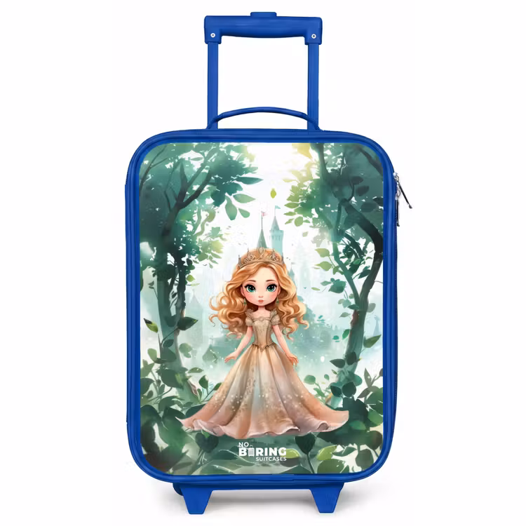 Kinderkoffer Blau - Mädchen mit blondem Haar im Wald — 1