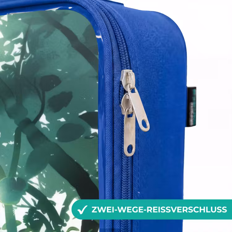 Kinderkoffer Blau - Mädchen mit blondem Haar im Wald — 5